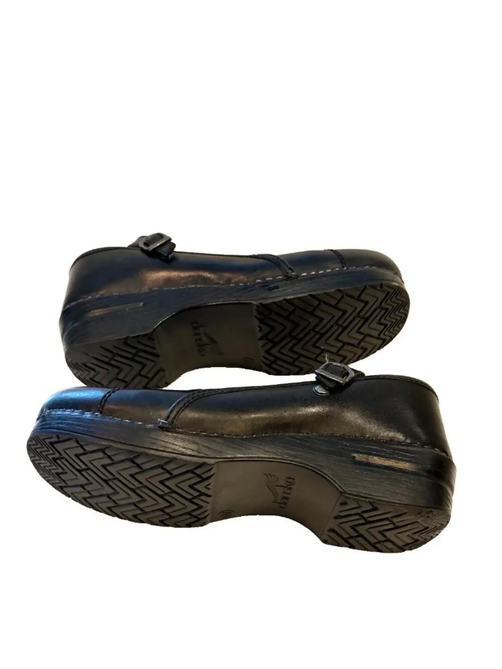 Dansko Women's Black Leather Mary Jane Clog Mules Strap Buckle Comfort Size 41